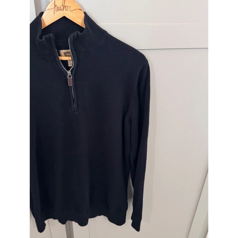 The Foundry Supply Co Mens LT Navy Blue 100% Cotton Quarter Zip Sweater Pullover - Picture 3 of 5